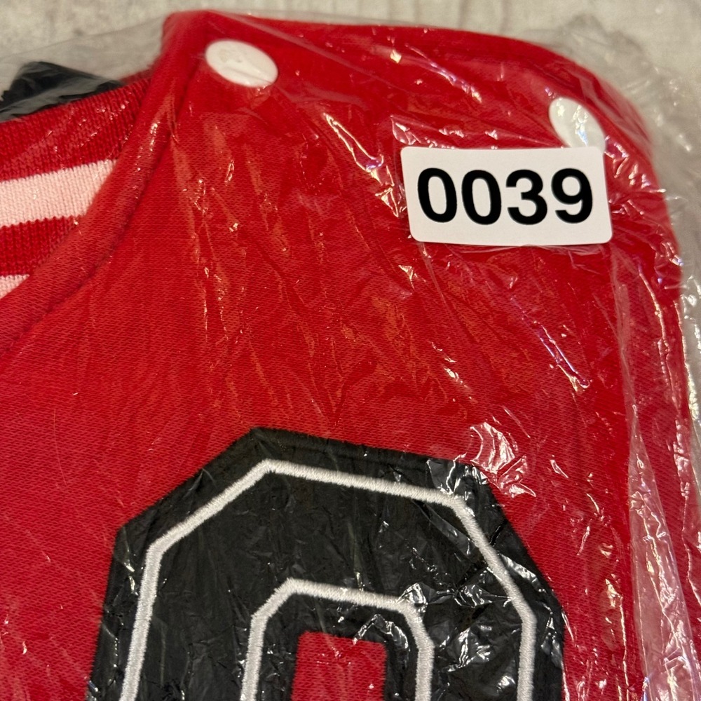 NWT PRETTYLITTLETHING Red & White Varsity Cropped Bomber Jacket  Size S‎ - Picture 10 of 12
